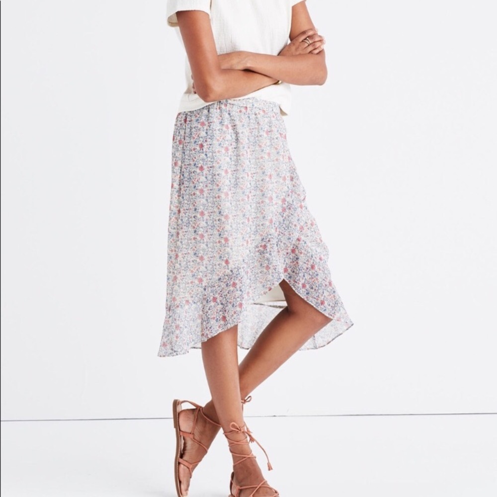 Madewell ruffle wrap midi skirt